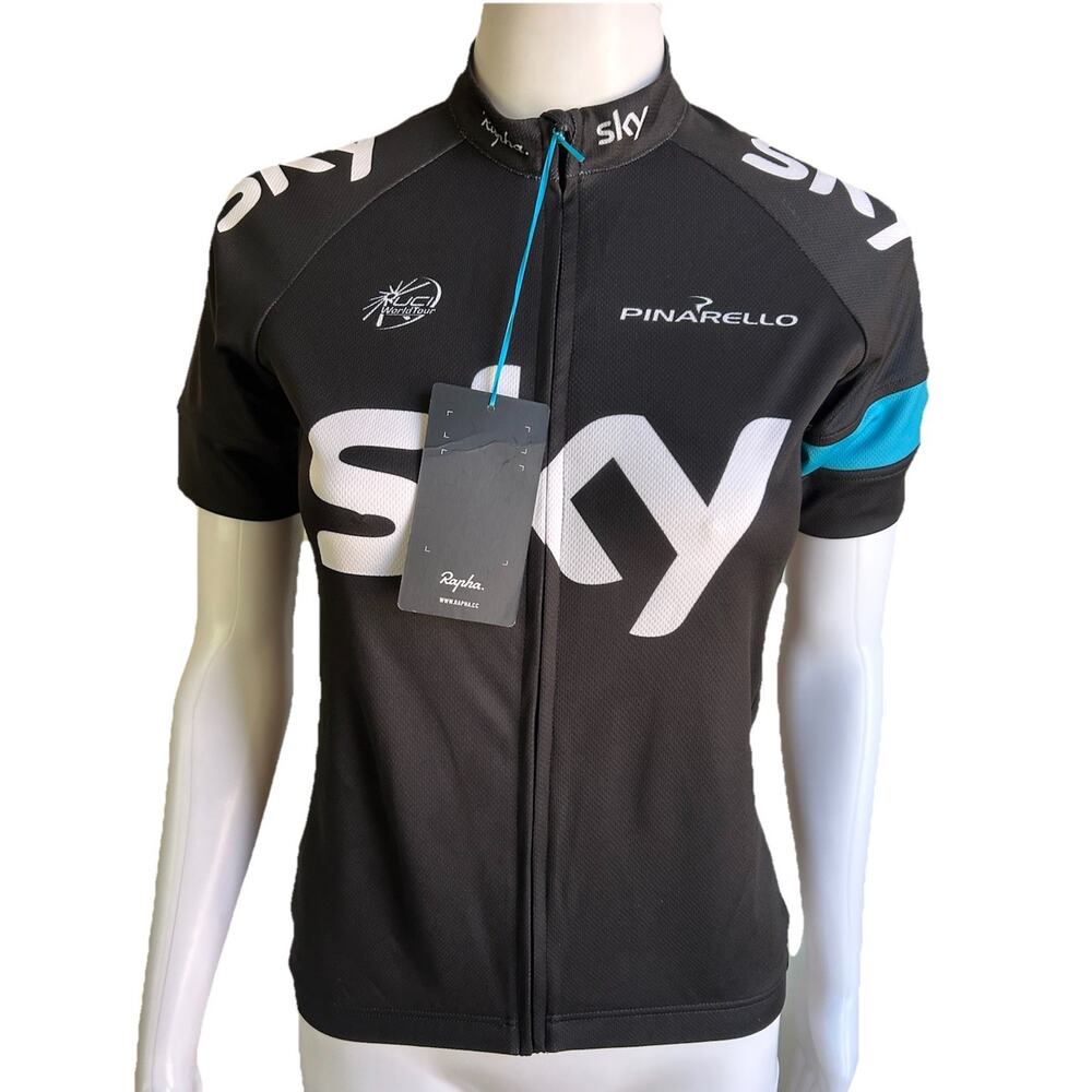 Rapha Team Sky Pro Cycling Jersey Womens Small Pinarello Full Zip Black Blue NWT
